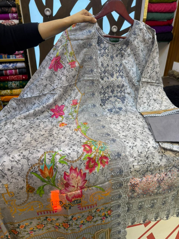 Pakistani Slub Cotton Printed Dress